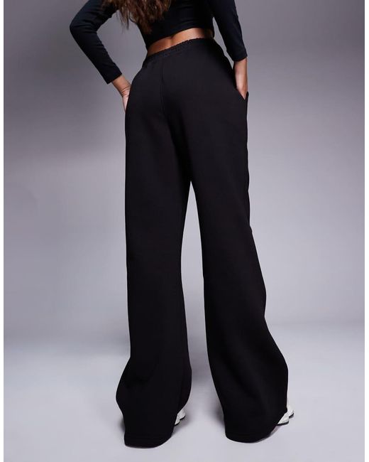Kaiia Blue Petite Cotton Blend Embroidered Logo Wide Leg Trackies