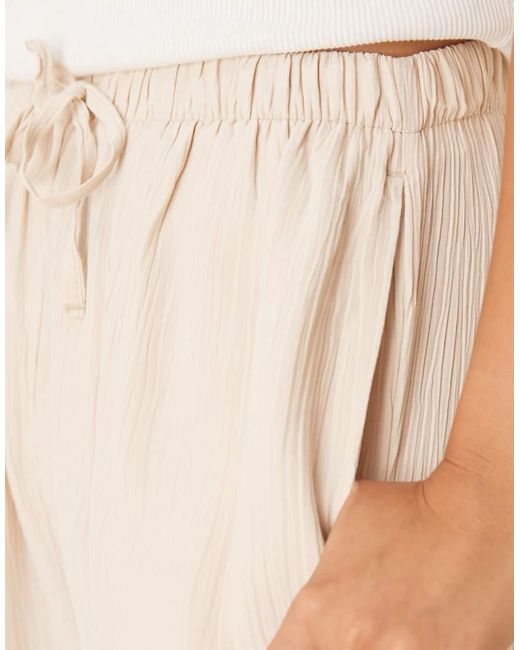 Pimkie Natural Tie Waist Wide Leg Plisse Trousers