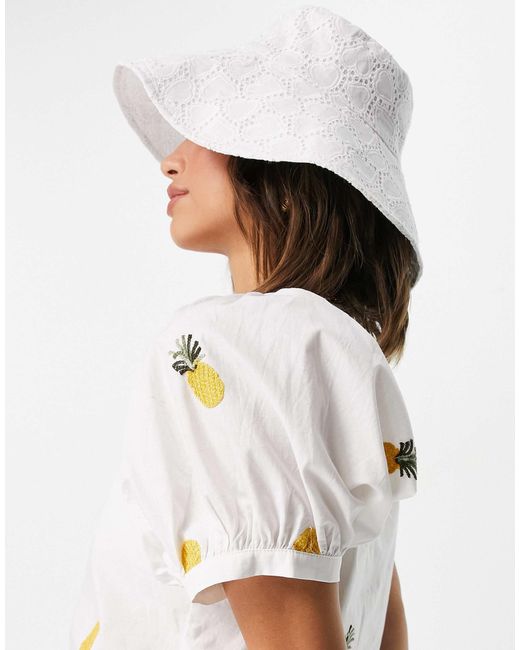 ASOS White Broderie Fisherman Bucket Hat
