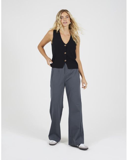 Brave Soul Blue Straight Leg Jersey Trousers