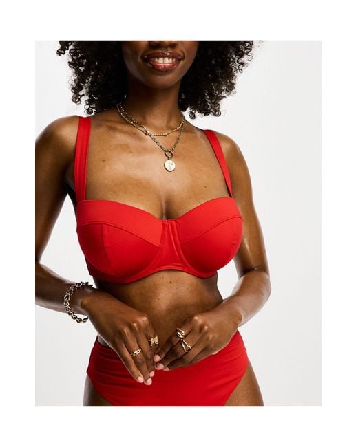 ASOS Fuller Bust Exclusive Mix And Match Underwi Bikini Top in Red