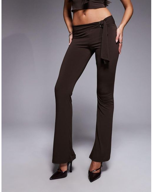 I.AM.GIA Gray Siofra Metal Hardware Drape Belt Detail Flare Pants