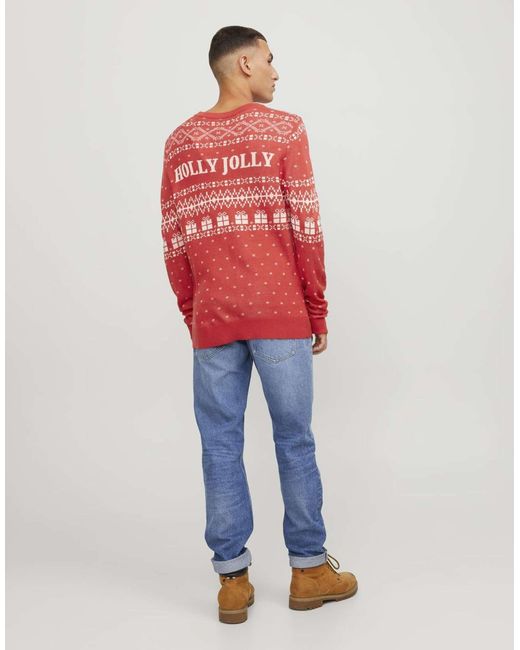 Pull en maille rococo Jack & Jones pour homme en coloris Red