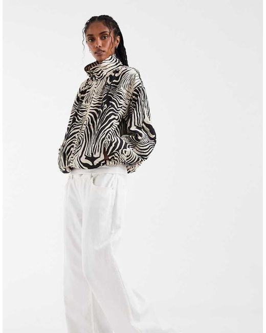 ASOS Black Oversized Bubble Hem Track Jacket