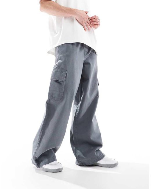 ASOS Gray Super Baggy Pull On Cargo for men