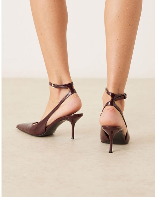 Mango Natural Faux Leather Ankle Tie Pointed Heeled Slingback