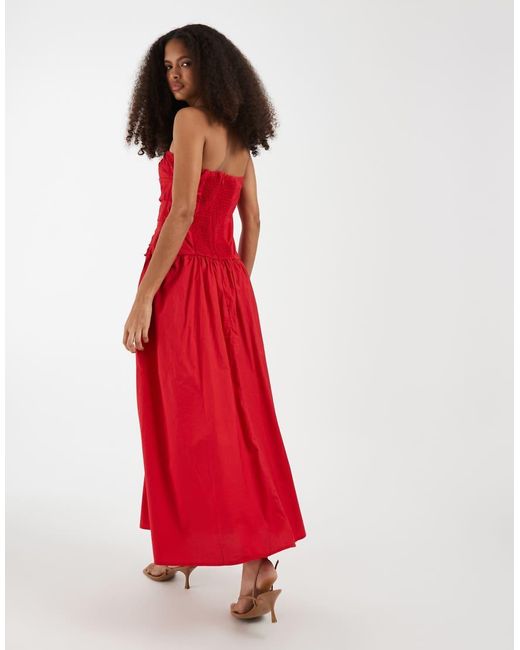 Gap Red Drop Waist Bandeau Maxi Dress