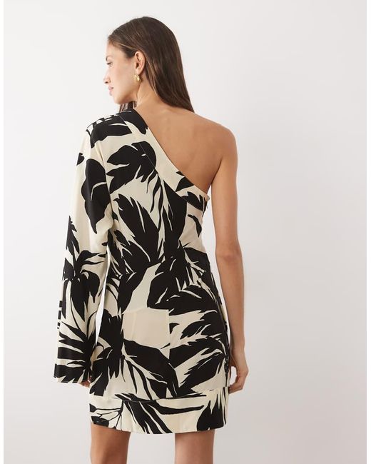 Mango Natural One Shoulder Mini Dress