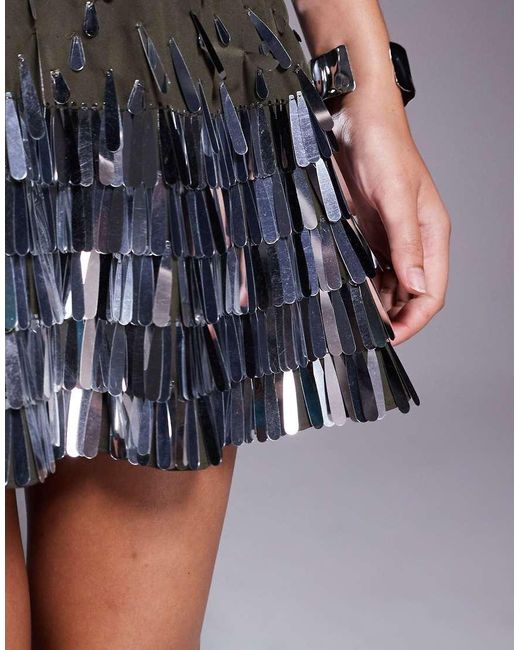 ASOS Green Tear Drop Sequin Mini Skirt