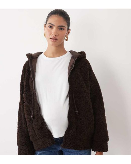 Mama.licious Black Mamalicious Maternity 3-in-1 Teddy Jacket With Removable Front