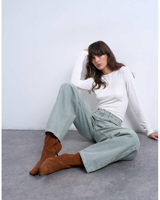 TOPSHOP Jeans Met Halfhoge Taille En Ballonpijpen in het White