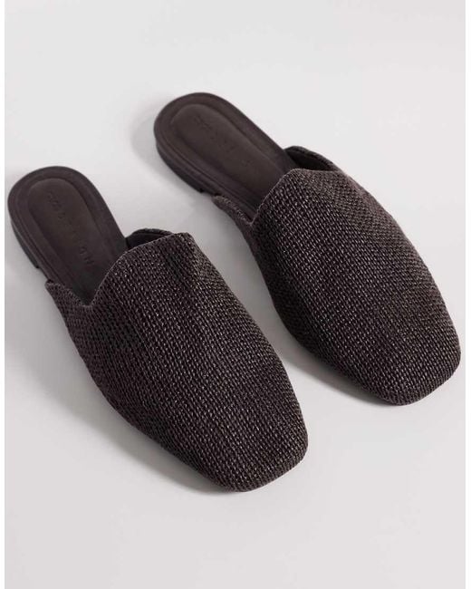 ASOS Brown Mimic Raffia Flat Mules