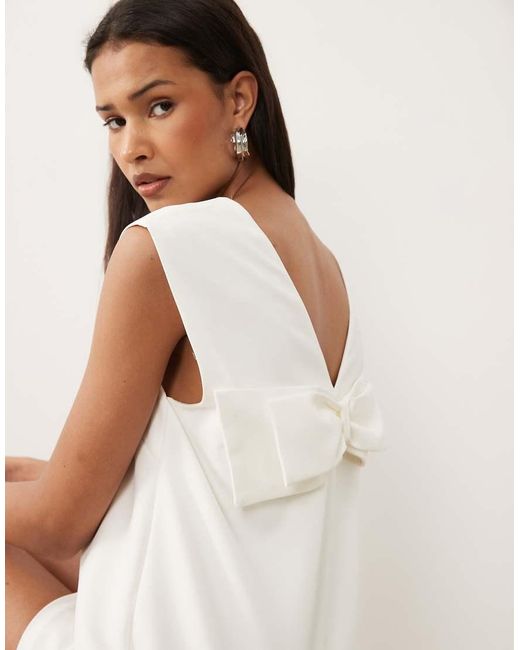 Vila Natural Bow Back Sleeveless Shift Mini Dress