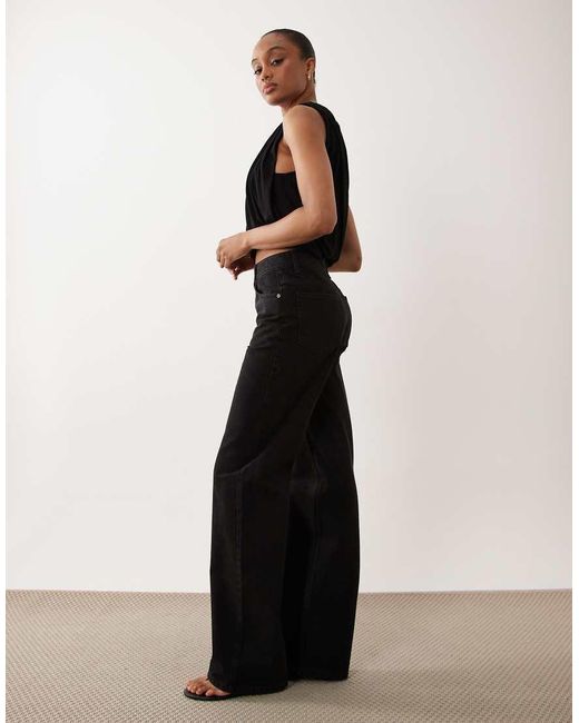 ASOS Black Asos Design Tall Straight Wide Leg Jeans
