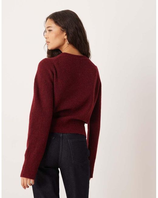 ASOS Red Knitted Wool And Alpaca Blend Fitted Top