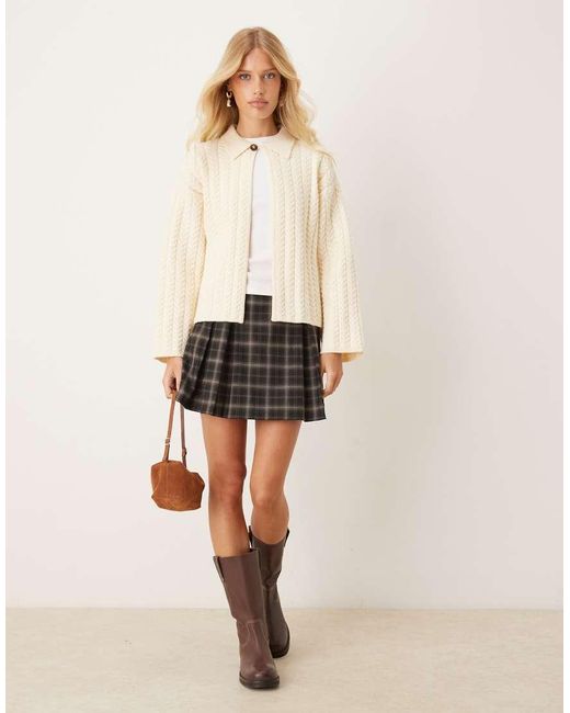 Gina Tricot Natural Long Sleeve Cable Knitted Cardigan