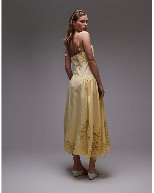TOPSHOP Metallic Cutwork Lace Poplin Midi Sundress