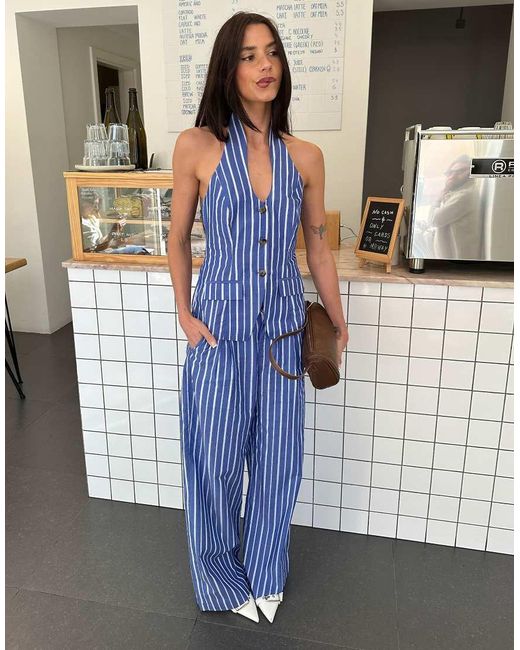 Labelrail Gray X Barbara Ines Stripe Waistcoat Top