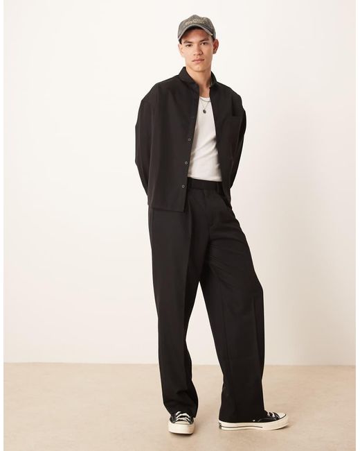 Camisa Negra De Corte Cuadrado Extragrande De (Parte De Un Conjunto) ASOS de hombre de color Black