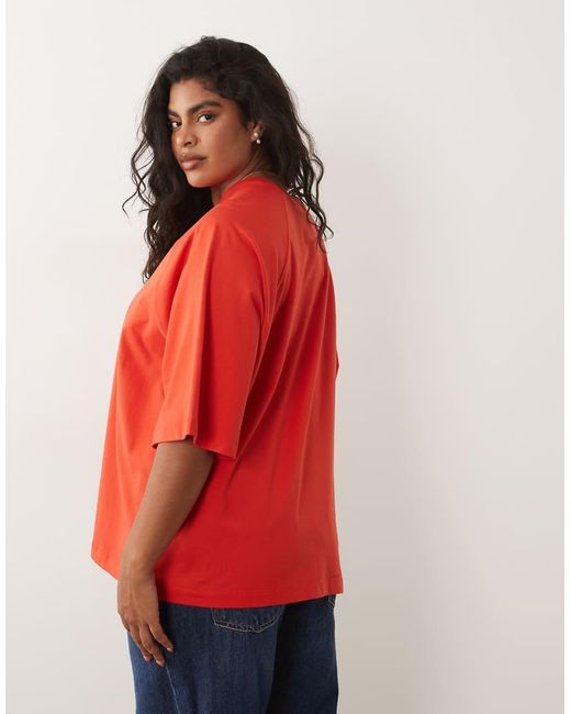 ASOS Red Asos Design Curve Oversized T Shirt With Big Apple Graphic