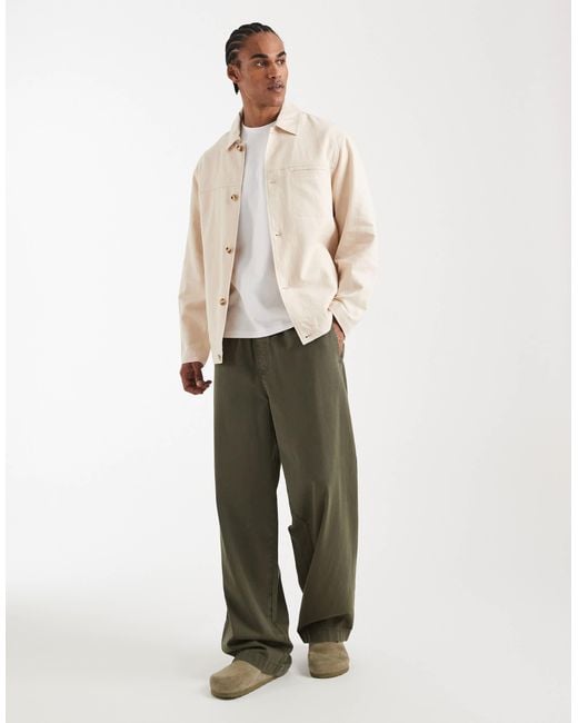 ASOS Natural Relaxed Linen Blend Shacket for men