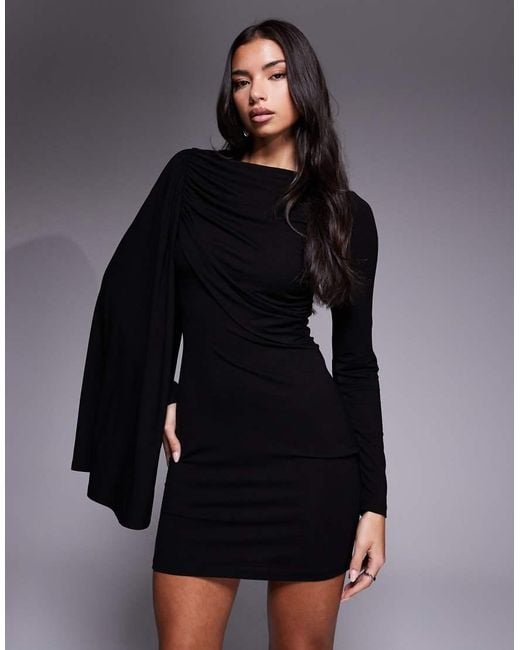 Vestido Corto Drapeado Con Detalle De Fular De ASOS de color Blue