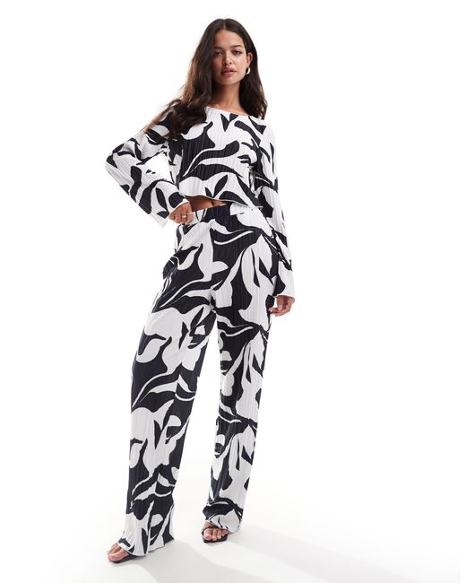 Y.a.s - crop top d'ensemble plissé à imprimé - et blanc Y.A.S en coloris Black