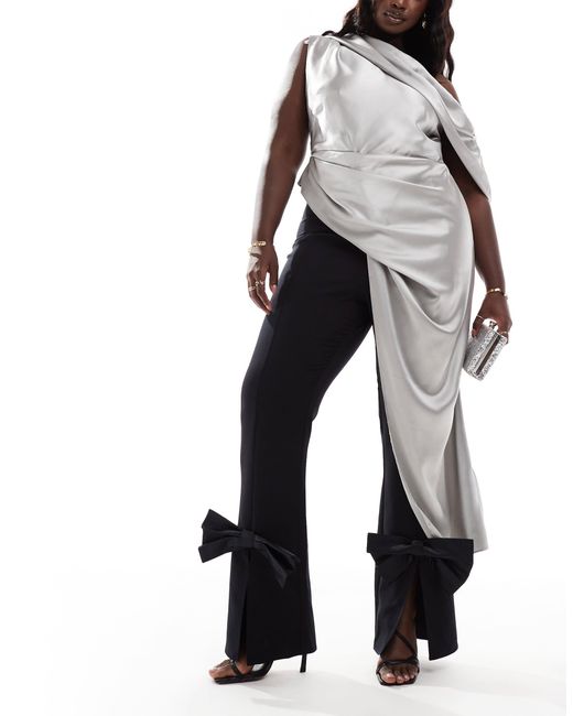 ASOS Black Curve Tailored Pants With Satin Bow