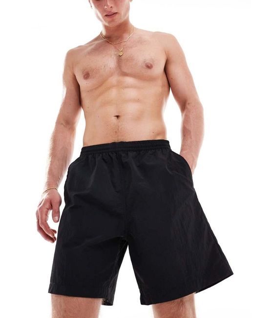 Weekday Black Ed Skater Style Swim Shorts for men