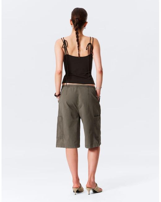 Weekday Black Strappy Boat-Neck Jersey Tank Top