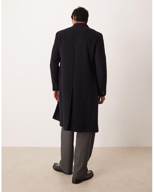 Mango Black Wool Mix Long Line Coat for men