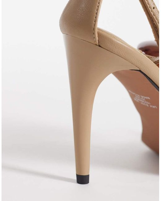 ASOS White Nostalgia Trim Detail T Bar High Heel Sandals