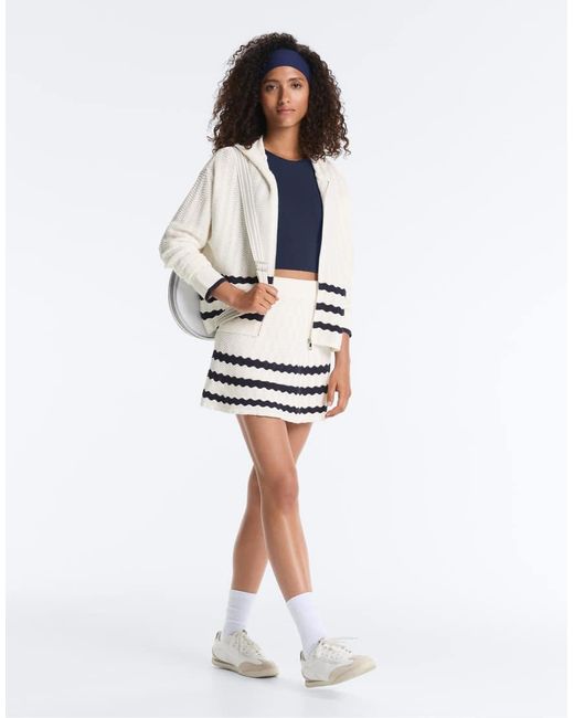 Oysho White Wave Knit Short Skirt