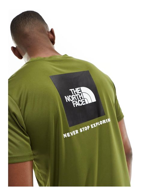 The North Face Green Training Reaxion Redbox Back Print T-shirt for men