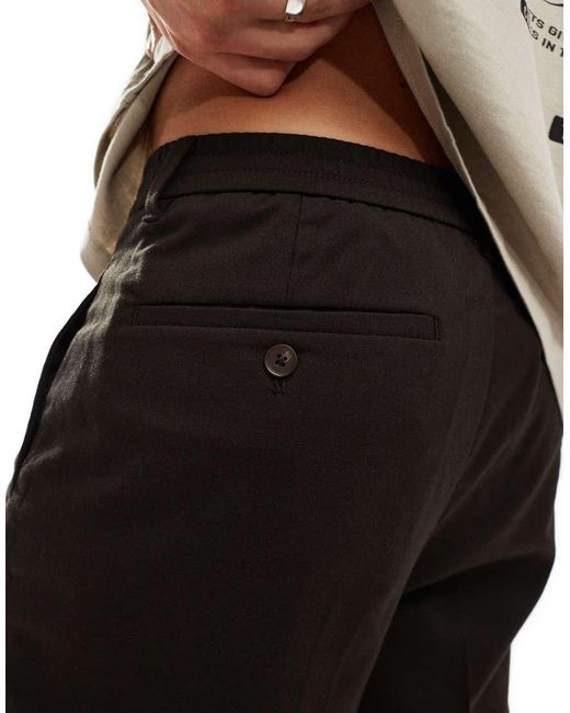 SELECTED Black Relaxed Tapered Fit Waistband Trouser for men