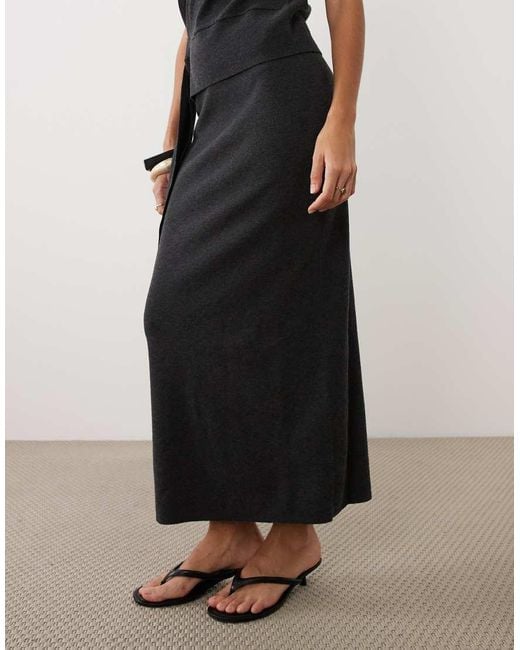 ASOS Gray Midi Knitted Skirt