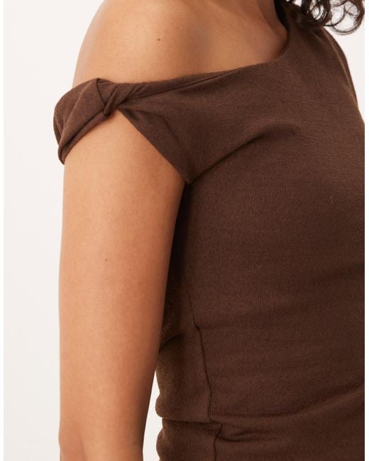 ASOS Brown Co-ord One Shoulder Top With Asymmetric Hem