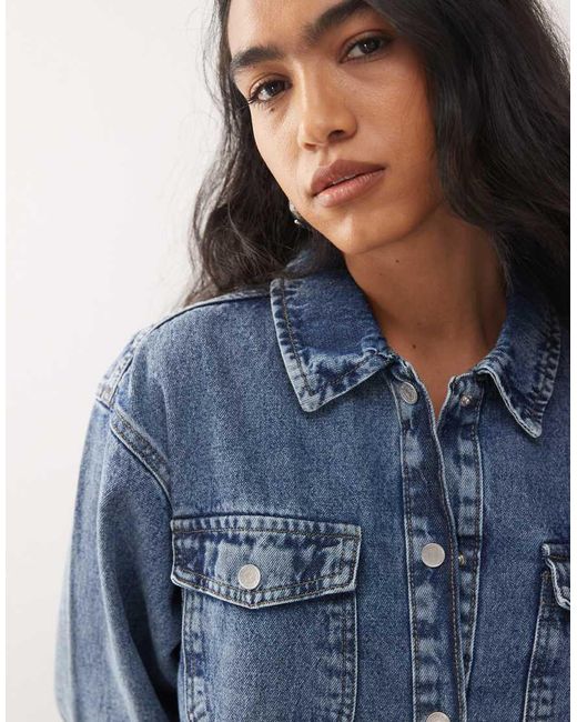 Noisy May Blue Long Sleeve Denim Shirt Dress