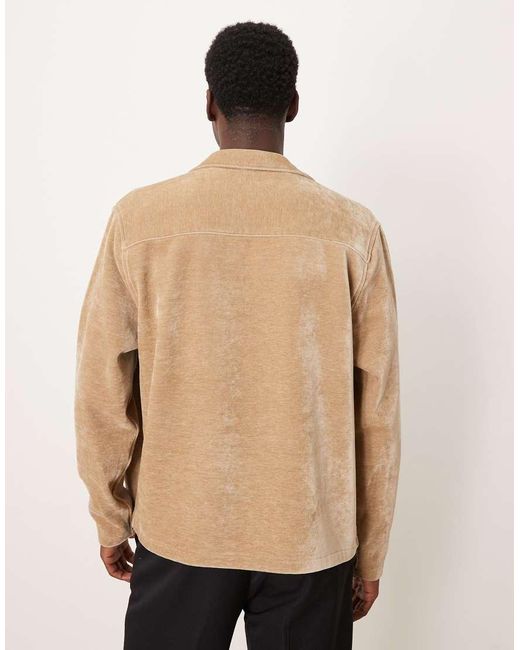 ASOS Natural Boxy Relaxed Textured Shirt for men