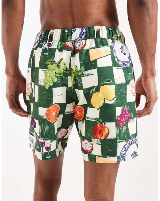 ASOS Green Mid Length Swim Shorts for men