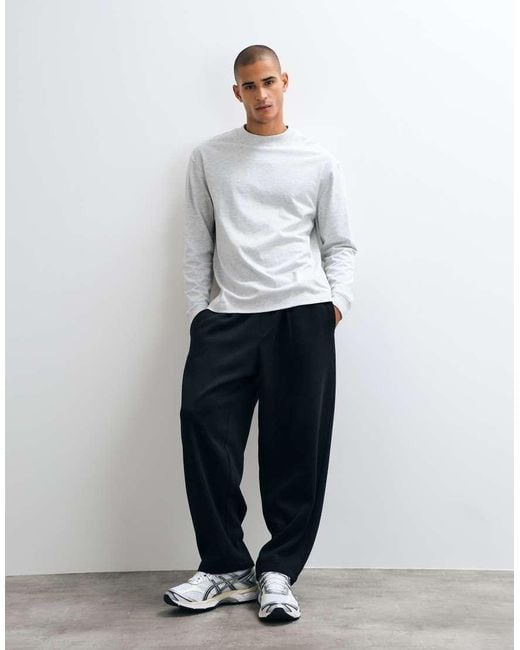 4505 White Icon Heavyweight Cotton Oversized Long Sleeve T-Shirt With Quick Dry Finish for men