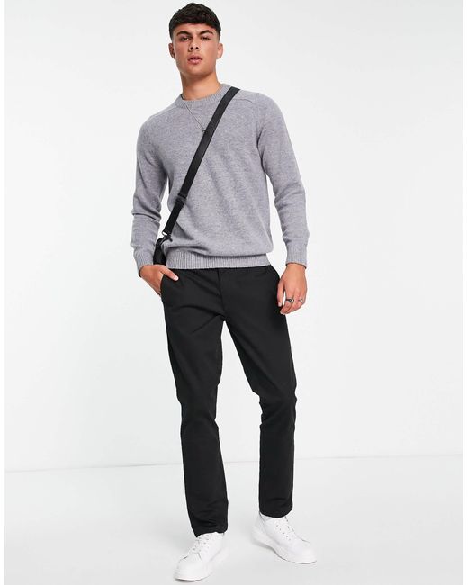 Homme - pull ras SELECTED pour homme en coloris Gray