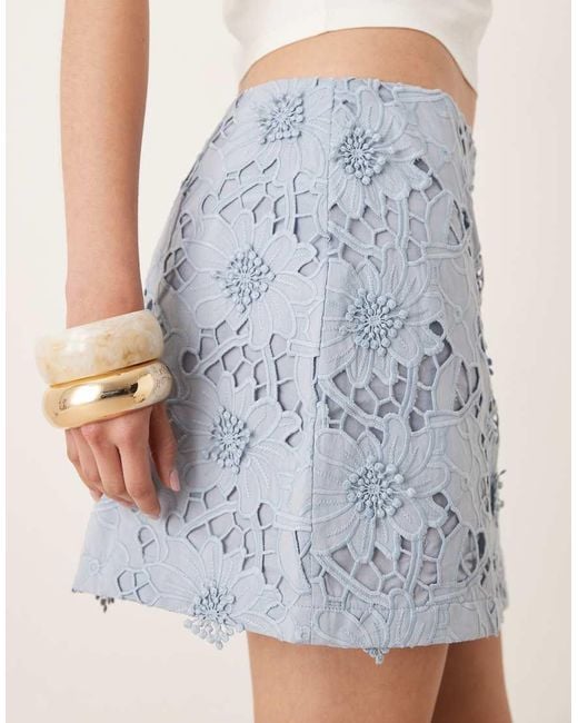Mango Blue Crochet Flower Skirt