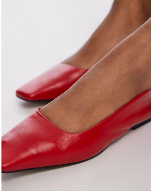 TOPSHOP Red – blakely – hochwertige leder-ballerinas