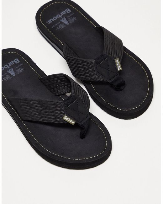 Barbour Black Toeman Thong Sandals for men