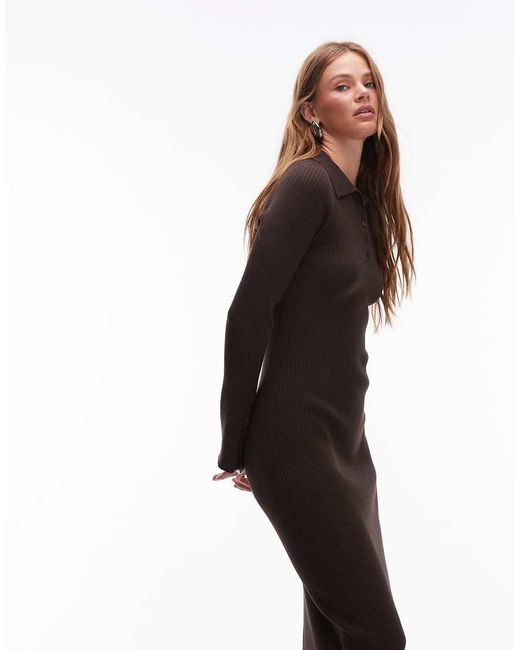 & Other Stories White Knitted Midi Dress With Polo Collar