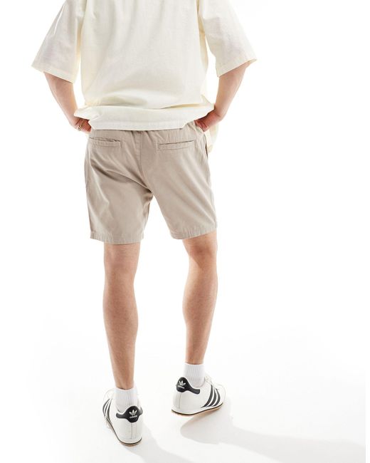 Threadbare White Elasticated Waist Chino Shorts for men