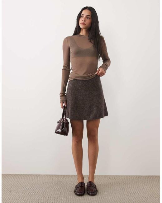 ARKET Brown Wool Mini Skirt