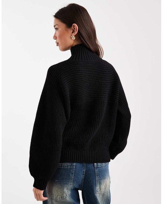 Monki Black Libby High Neck Jumper