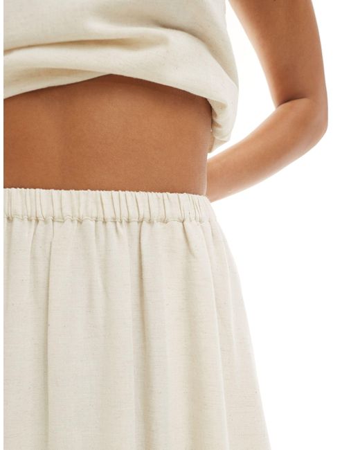 ASOS Natural Isabel Mix & Match Linen Look A-line Midi Beach Skirt